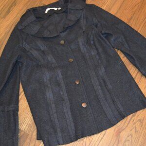 Soft Surroundings size M BLACK snap up Jacket/Sweater~Cute detailing